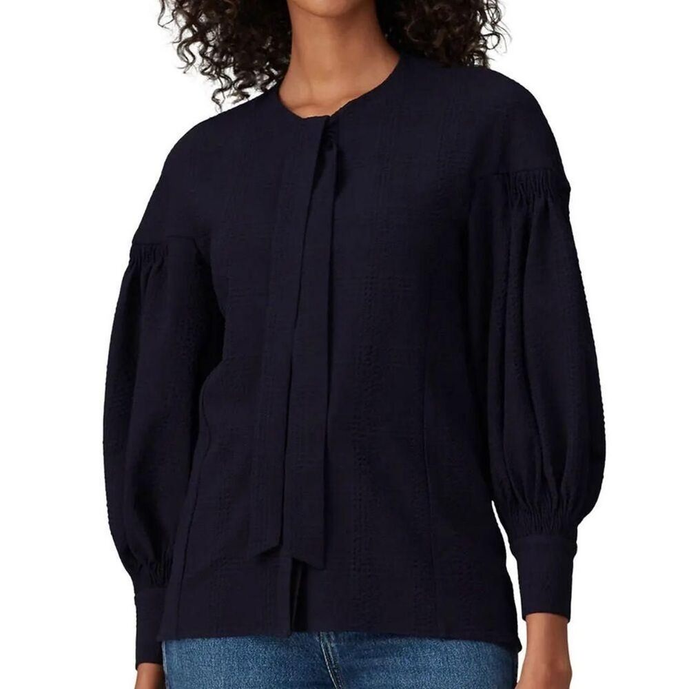 TEIJA Blue Seersucker Frill Blouse